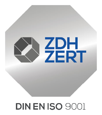 DIN EN ISO 9001 zertifiziert, ZDH-ZERT, Reg.-Nr. Q1 0121009